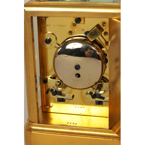 701 - ATT. PAUL GARNIER AND RETAILED BY DENT. A 19TH CENTURY FRENCH REPEATING CARRIAGE CLOCK WITH CHAFF-CU... 