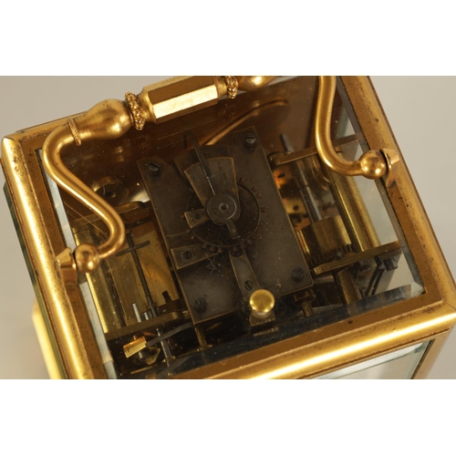 702 - BARWISE, PARIS. A 19TH CENTURY FRENCH GILT BRASS REPEATING CARRIAGE CLOCK WITH CALENDAR WORK AND SWE... 