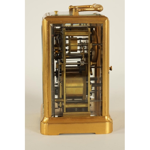 702 - BARWISE, PARIS. A 19TH CENTURY FRENCH GILT BRASS REPEATING CARRIAGE CLOCK WITH CALENDAR WORK AND SWE... 