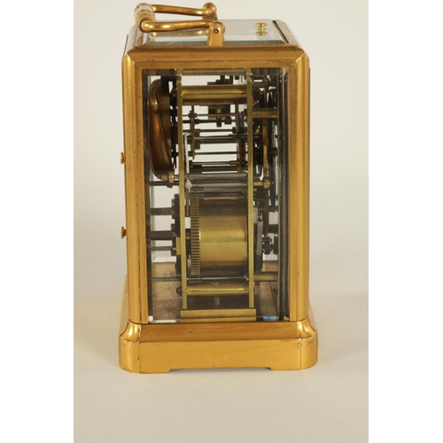 702 - BARWISE, PARIS. A 19TH CENTURY FRENCH GILT BRASS REPEATING CARRIAGE CLOCK WITH CALENDAR WORK AND SWE... 