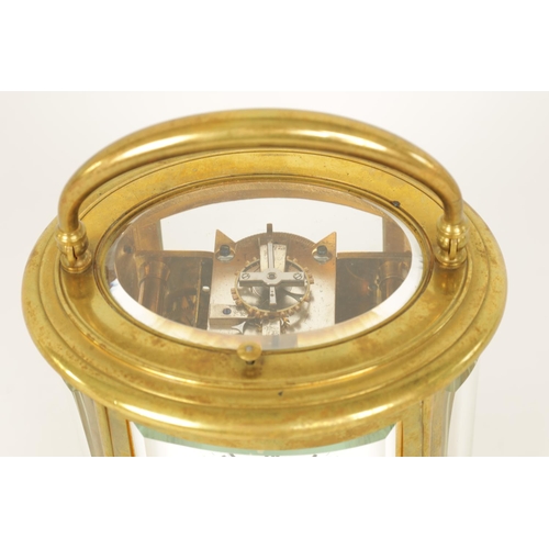 705 - DROCOURT. A 19TH CENTURY FRENCH OVAL CASED GRAND SONNERIE REPEATING CARRIAGE CLOCK the moulded brass... 