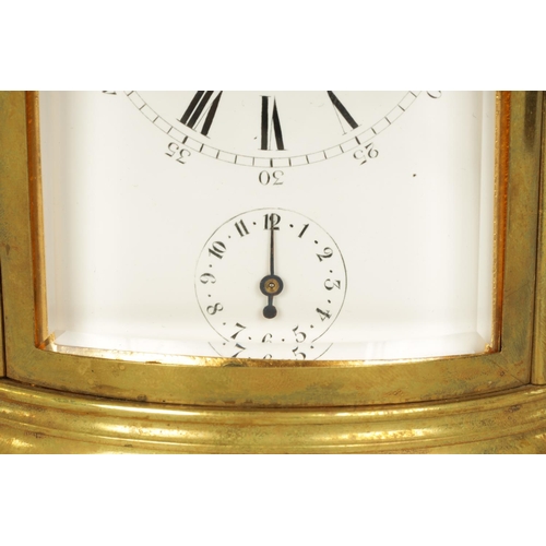 705 - DROCOURT. A 19TH CENTURY FRENCH OVAL CASED GRAND SONNERIE REPEATING CARRIAGE CLOCK the moulded brass... 