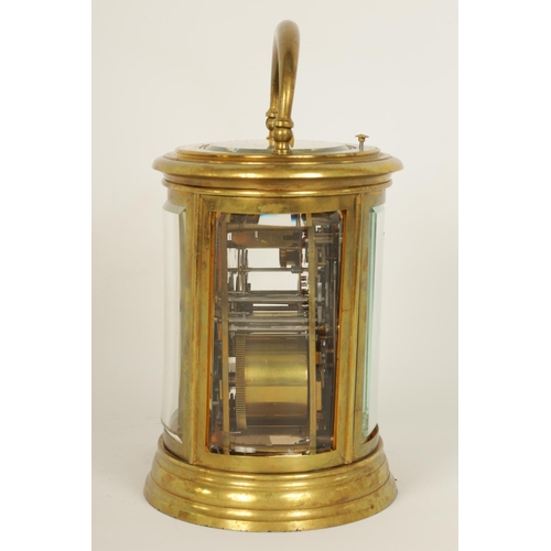 705 - DROCOURT. A 19TH CENTURY FRENCH OVAL CASED GRAND SONNERIE REPEATING CARRIAGE CLOCK the moulded brass... 