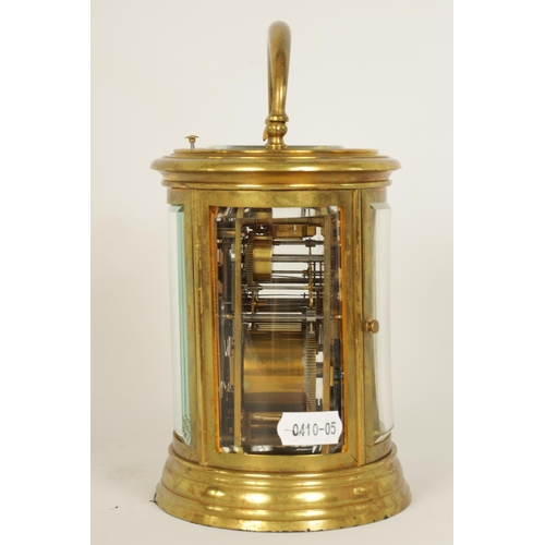 705 - DROCOURT. A 19TH CENTURY FRENCH OVAL CASED GRAND SONNERIE REPEATING CARRIAGE CLOCK the moulded brass... 