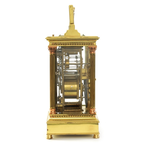 707 - A LATE 19TH CENTURY GIANT REPEATING CARRIAGE CLOCK BY E.MAURICE & Co. the large heavy brass case wit... 