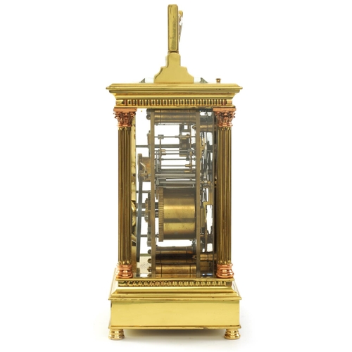 707 - A LATE 19TH CENTURY GIANT REPEATING CARRIAGE CLOCK BY E.MAURICE & Co. the large heavy brass case wit... 