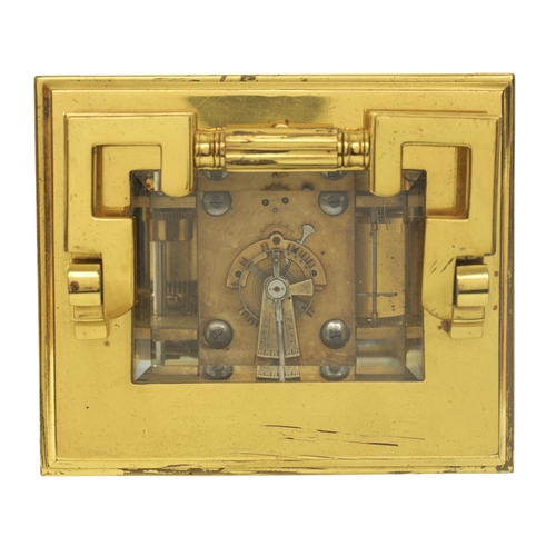 707 - A LATE 19TH CENTURY GIANT REPEATING CARRIAGE CLOCK BY E.MAURICE & Co. the large heavy brass case wit... 