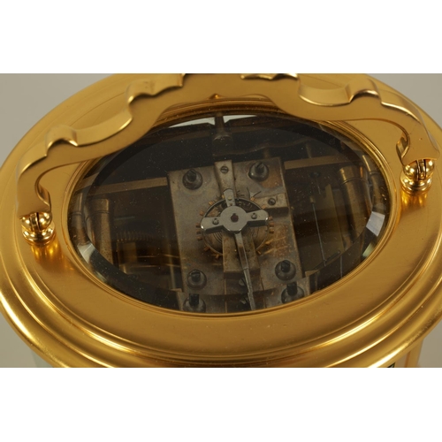 710 - A LARGE LATE 19TH CENTURY FRENCH OVAL CASED REPEATING GRAND SONNERIE CARRIAGE CLOCK WITH CALENDAR WO... 