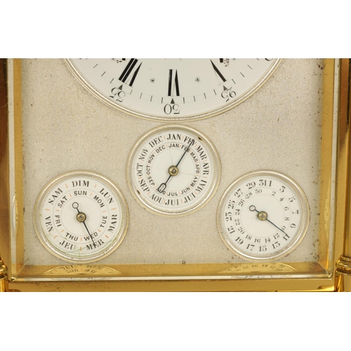 713 - MARGAINE. A FINE AND RARE 19TH CENTURY FRENCH GRAND SONNERIE CARRIAGE CLOCK WITH MOONPHASE AND CALEN... 