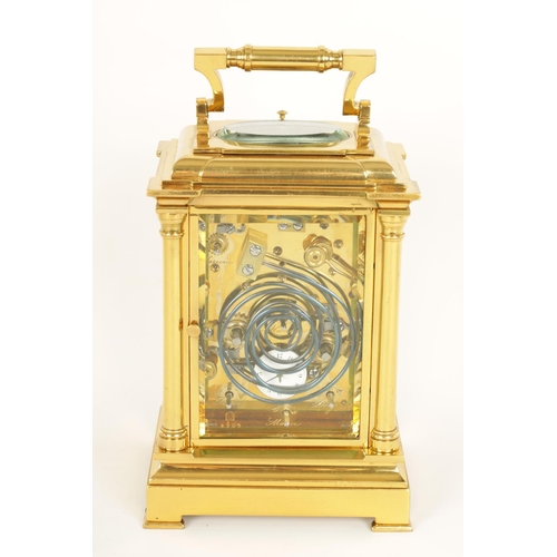 713 - MARGAINE. A FINE AND RARE 19TH CENTURY FRENCH GRAND SONNERIE CARRIAGE CLOCK WITH MOONPHASE AND CALEN... 