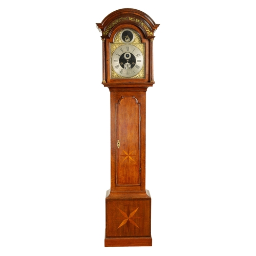 822 - DANIEL SEDDON, FRODSHAM. A MID 18TH CENTURY INLAID OAK THREE TRAIN EIGHT-DAY LONGCASE CLOCK the 12.5... 