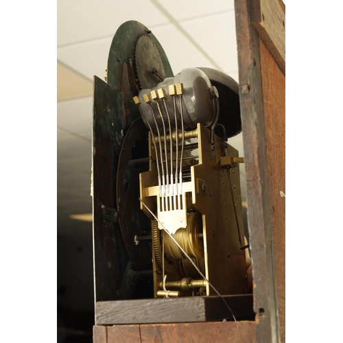 822 - DANIEL SEDDON, FRODSHAM. A MID 18TH CENTURY INLAID OAK THREE TRAIN EIGHT-DAY LONGCASE CLOCK the 12.5... 