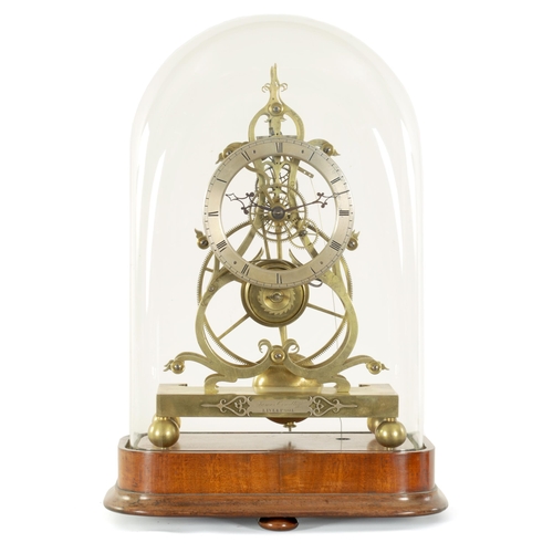 823 - JAMES CONDLIFF, LIVERPOOL. A FINE MID 19TH CENTURY ENGLISH BRASS GREAT-WHEEL SKELETON CLOCK WITH PAS... 