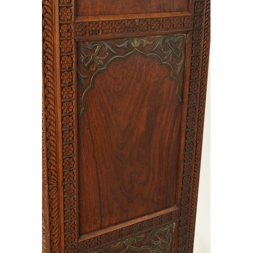 175 - AN EARLY 19TH CENTURY ANGLO-INDIAN HARDWOOD SIDE CABINET with panelled sides and detailed carved dec... 