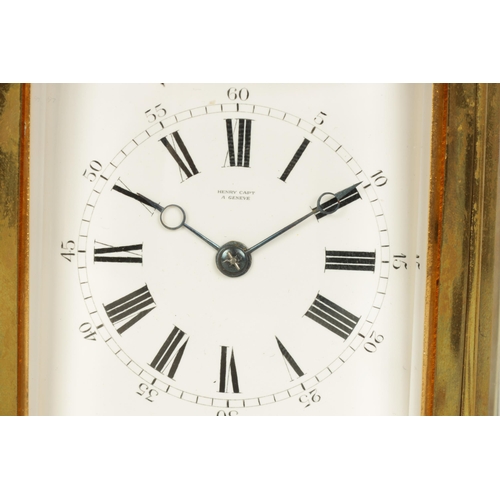 769 - DROCOURT. A 19TH CENTURY FRENCH OVAL CASED GRAND SONNERIE REPEATING CARRIAGE CLOCK the moulded brass... 