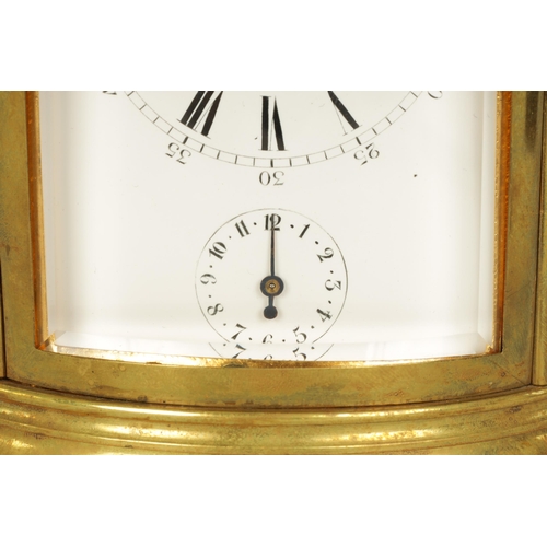 769 - DROCOURT. A 19TH CENTURY FRENCH OVAL CASED GRAND SONNERIE REPEATING CARRIAGE CLOCK the moulded brass... 