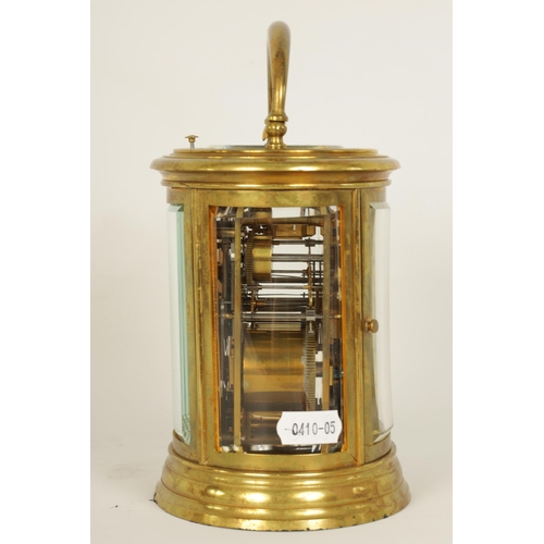 769 - DROCOURT. A 19TH CENTURY FRENCH OVAL CASED GRAND SONNERIE REPEATING CARRIAGE CLOCK the moulded brass... 