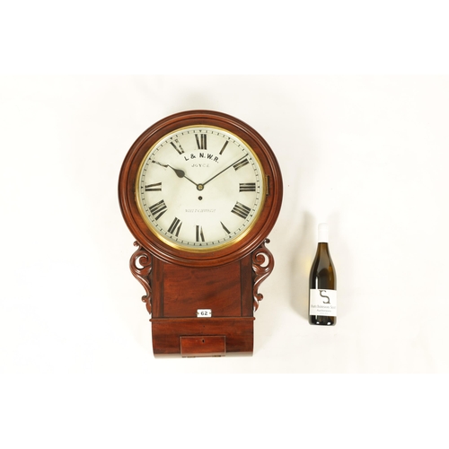 770 - JOYCE, WHITCHURCH. A MID 19TH CENTURY FUSEE RAILWAY CLOCK the figured mahogany case with scroll carv... 