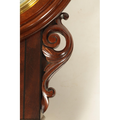 770 - JOYCE, WHITCHURCH. A MID 19TH CENTURY FUSEE RAILWAY CLOCK the figured mahogany case with scroll carv... 