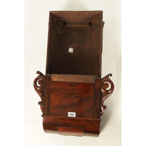 770 - JOYCE, WHITCHURCH. A MID 19TH CENTURY FUSEE RAILWAY CLOCK the figured mahogany case with scroll carv... 