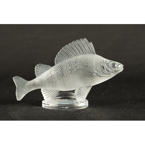 10 - A FRENCH RENE LALIQUE CLEAR AND FROSTED GLASS 'PERCHE' CAR MASCOT stencilled marks 'R. LALIQUE, FRAN... 