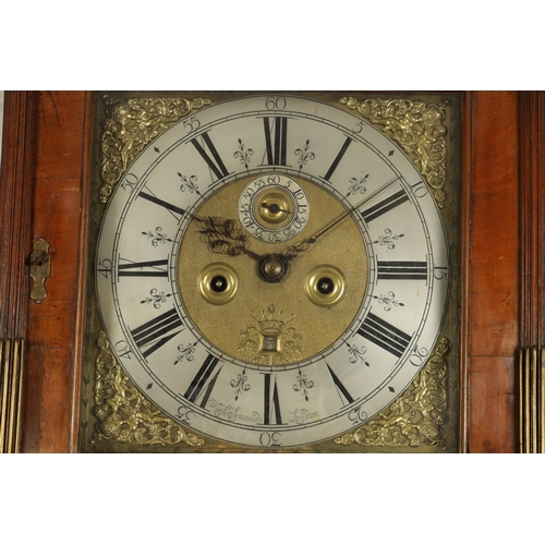 1003 - RICHARD SYMONDS, LONDON. A QUEEN ANNE FIGURED WALNUT EIGHT-DAY LONGCASE CLOCK with 12