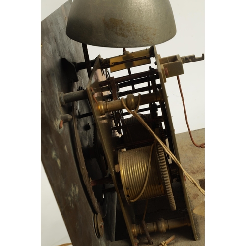 1004 - JEREMIAH HARBLEY, NORWICH. AN EARLY 18TH CENTURY 12Ó BRASS DIAL LONGCASE CLOCK MOVEMENT with wheatea... 