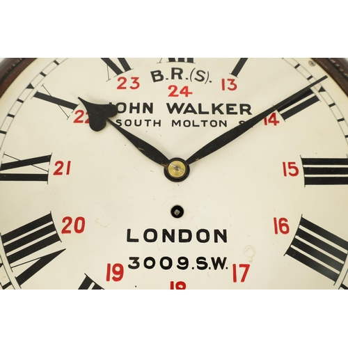 1008 - JOHN WALKER, 1 SOUTH MOLTON ST. LONDON. A LATE 19TH CENTURY FUSEE RAILWAY STATION CLOCK the oak case... 