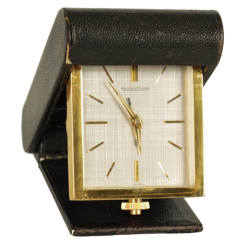 1012 - A MID 20TH CENTURY JAEGER LE COULTRE TRAVELLING ALARM CLOCK with leather case and number 106140, the... 