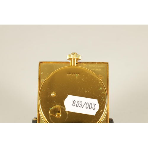 1012 - A MID 20TH CENTURY JAEGER LE COULTRE TRAVELLING ALARM CLOCK with leather case and number 106140, the... 