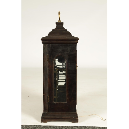 1013 - WILLIAM THOMPSON, CHESTER. A GEORGE II EBONISED PULL QUARTER REPEATING BRACKET CLOCK with inverted b... 