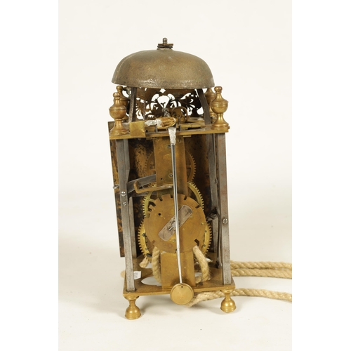 1017 - A LATE 17TH CENTURY ITALIAN CHAMBER CLOCK the rectangular brass leaf engraved dial with Roman numera... 