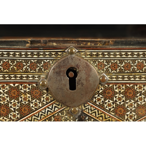 136 - A LATE 17TH CENTURY ANGLO PERSIAN SADELI GOLD AND IVORY INLAID TABLE CASKET with exceptional intrica... 