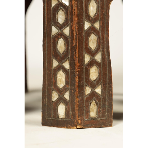 137 - A 19TH CENTURY BONE AND MOTHER OF PEARL INLAID OCCASIONAL TABLE of octagonal shape with arched cut o... 