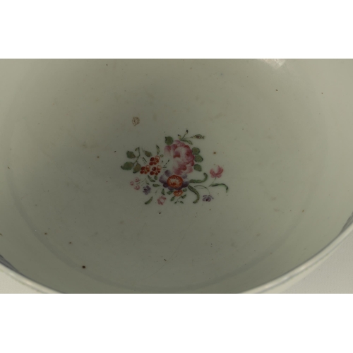 140 - A 19TH CENTURY CHINESE BLUE ANDS WHITER PORCELAIN BOWL with wavey edge floral pattern and coloured m... 