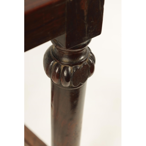 161 - A GOOD PAIR OF 19TH CENTURY CHINESE HARDWOOD SIDE CHAIRS with shaped top rails enclosing carved leaf... 