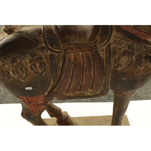 168 - A MID 19TH CENTURY CHINESE TANG DYNASTY STYLE POLYCHROME DECORATED CARVED SCULPTURE OF A HORSE with ... 