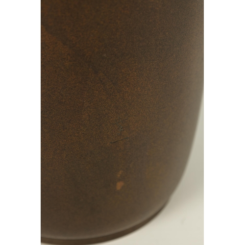 169 - A JAPANESE MEIJI PERIOD MIXED METAL AND PATINATED BRONZE TAPERING NOGAWA CABINET VASE inlaid in reli... 