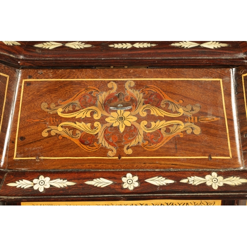 190 - A LARGE EARLY 20TH CENTURY ANGLO INDIAN DECAGONAL SHAPED MARQUETRY INLAID HARDWOOD CASKET finely inl... 