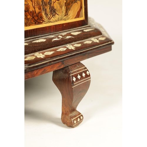 190 - A LARGE EARLY 20TH CENTURY ANGLO INDIAN DECAGONAL SHAPED MARQUETRY INLAID HARDWOOD CASKET finely inl... 