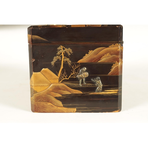 199 - A FINE JAPANESE MEIJI PERIOD BLACK AND GOLD LACQUER WORK TEA CADDY decorated with all over gilded la... 