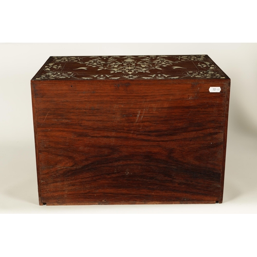 208 - A GOOD 19TH CENTURY ANGLO INDIAN HARDWOOD AND IVORY INLAID TABLE CABINET fitted small drawers to the... 