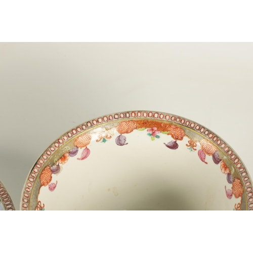 209 - AN 18TH CENTURY CHINESE FAMILLE ROSE BOWL ON STAND brightly coloured with panelled figural scenes an... 