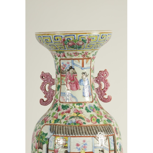 228 - AN EARLY 20TH CENTURY CHINESE FAMILLE ROSE PORCELAIN VASE of baluster form having scenic panels amon... 