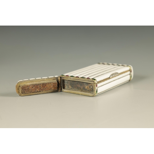 242 - AN EARLY 20TH CENTURY FABERGE SILVER GILT AND ENAMEL VESTA CASE, WORKMASTER HENRIK WIGSTROM having a... 