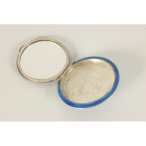 254 - AN MID 20TH CENTURY AUSTRIAN .935 SILVER AND GUILLOCHE ENAMEL POWDER COMPACT the lid with rich blue ... 