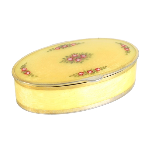 257 - A LATE 19H CENTURY NORWEGIAN SILVER GILT AND GUILLOCHE ENAMEL BOX decorated with painted floral spra... 