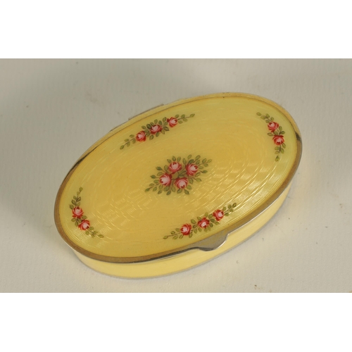 257 - A LATE 19H CENTURY NORWEGIAN SILVER GILT AND GUILLOCHE ENAMEL BOX decorated with painted floral spra... 