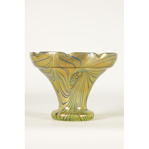 26 - AN EARLY 20TH-CENTURY IRIDESCENT GLASS FRITZ HECKERT ‘CHANGEANT’ VASE BY OTTO THAMM with crimped edg... 