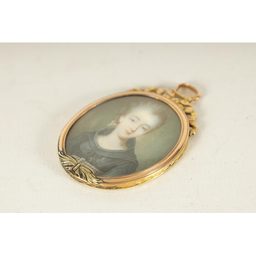 260 - AN 18TH CENTURY FRENCH MINIATURE PORTRAIT OF MADAME DU BARRY in Clerical Garb - mounted in a gold me... 